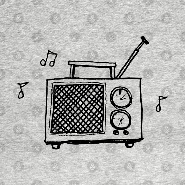 Transistor Radio Line Drawing in Black by callingtomorrow